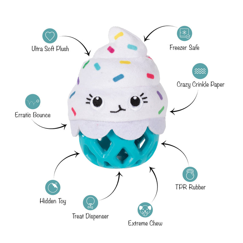Here For The Cupcakes Rubber/Plush Treat Dispenser Dog Toy