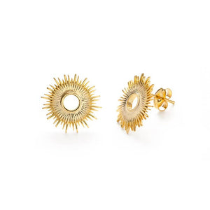 Sunburst 24K Gold Plate Stud Earrings