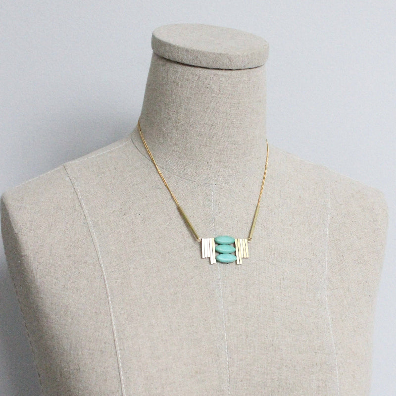Art Deco Turquoise Stacked Statement Necklace