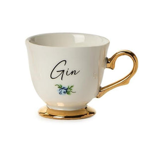 Gold Foil Porcelain Tea Cup Script Shot Glass Gin