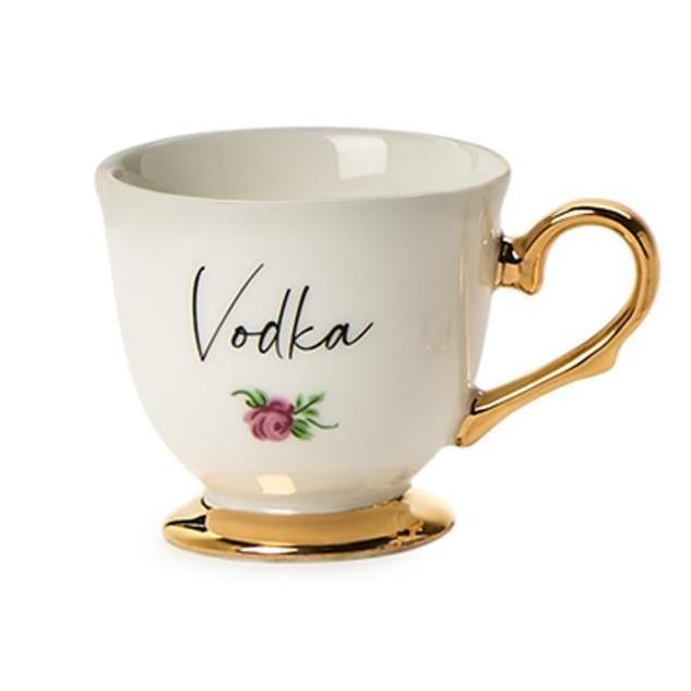 Gold Foil Porcelain Tea Cup Script Shot Glass Vodka