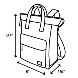 Ori London Bantry B Small Recycled Canvas Backpack Dimensions Drawing
