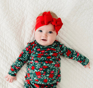 Satin Bow Baby Headband - Cherry Red