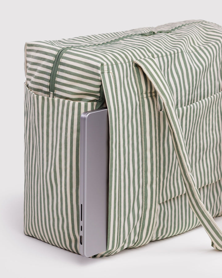 Small Cloud Carry-On Tote - Sage Stripe