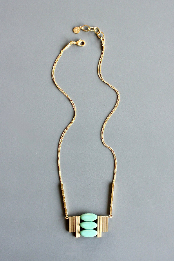 Art Deco Turquoise Stacked Statement Necklace
