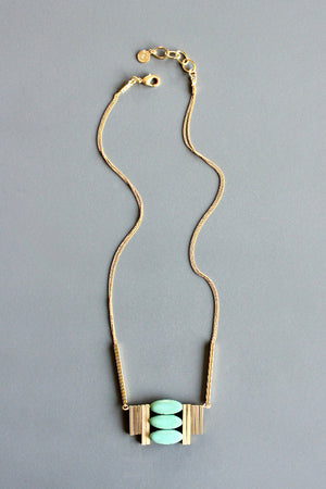 Art Deco Turquoise Stacked Statement Necklace