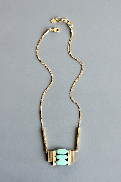 Art Deco Turquoise Stacked Statement Necklace