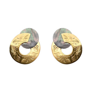 Etched Broken Circle Shell Earrings