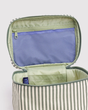 Large Cosmetic Case - Sage Stripe