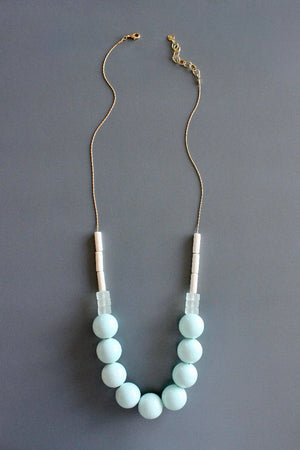 Celadon Ceramic Beaded Chunky Statement Necklace