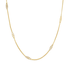 Vintage 14K Gold Plated Station Chain Necklace - 18"