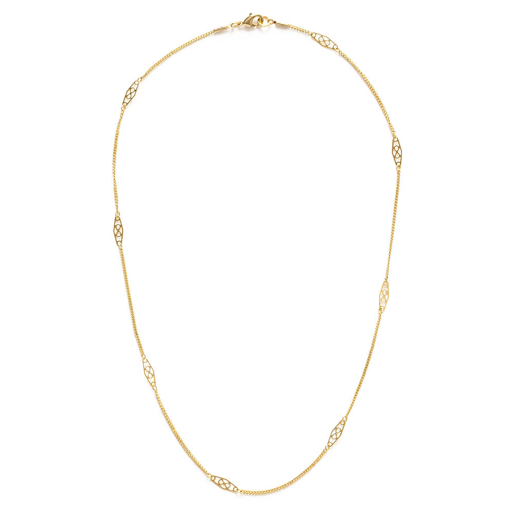 Vintage 14K Gold Plated Station Chain Necklace - 18"