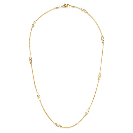 Vintage 14K Gold Plated Station Chain Necklace - 18"