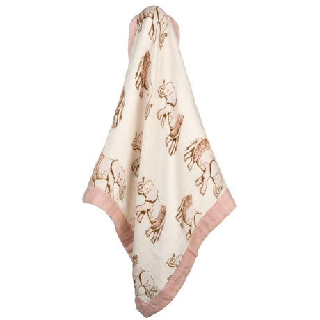 Mini Lovey Two-Layer Muslin Security Blanket - Tutu Elephant Unfolded