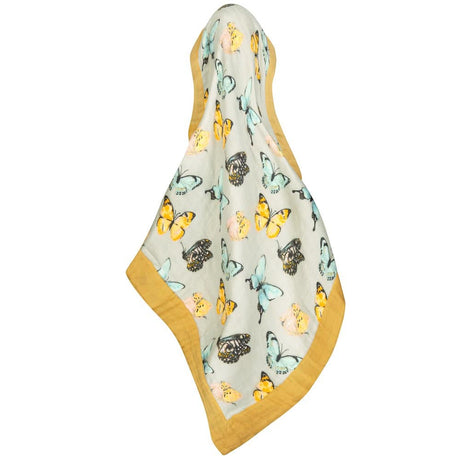 Mini Lovey Two-Layer Muslin Security Blanket - Butterfly Unfolded