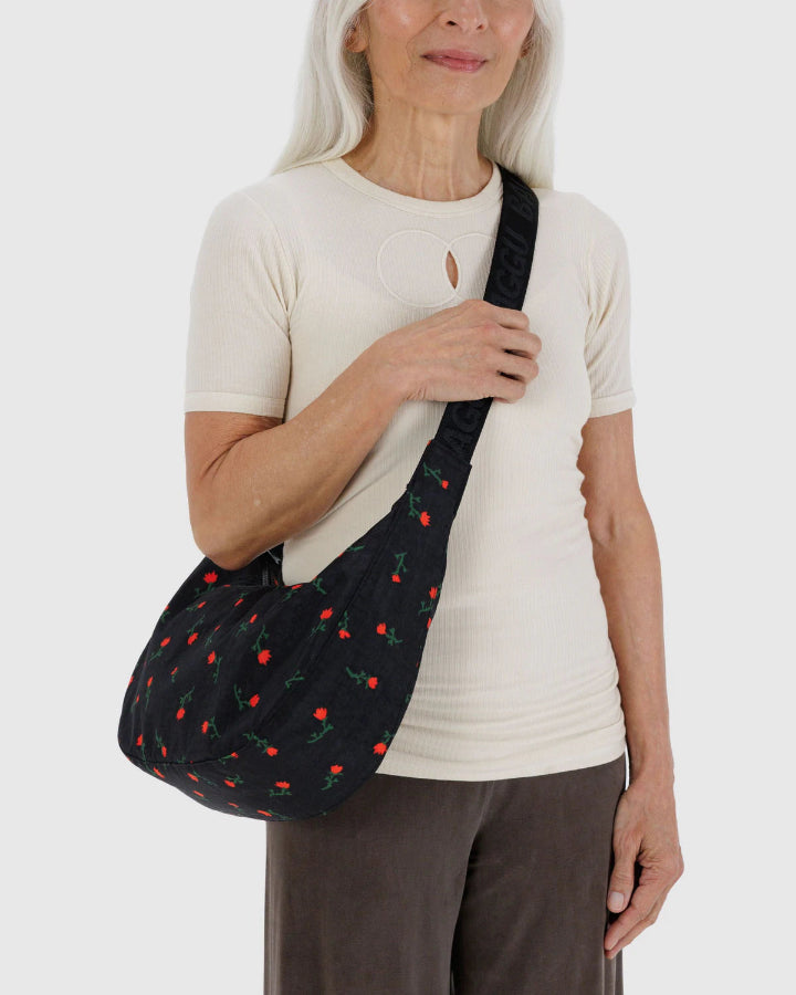 Medium Nylon Crescent Bag - Painted Wildflower - Hello World Modern Mercantile