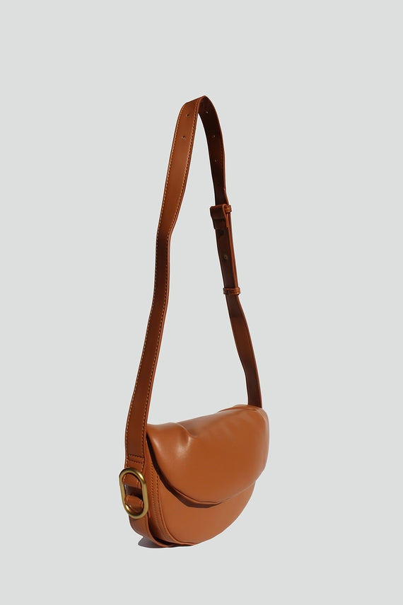 Vegan Leather Half Moon Fleur Crossbody Bag