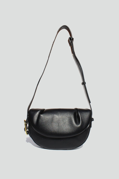 Vegan Leather Half Moon Fleur Crossbody Bag