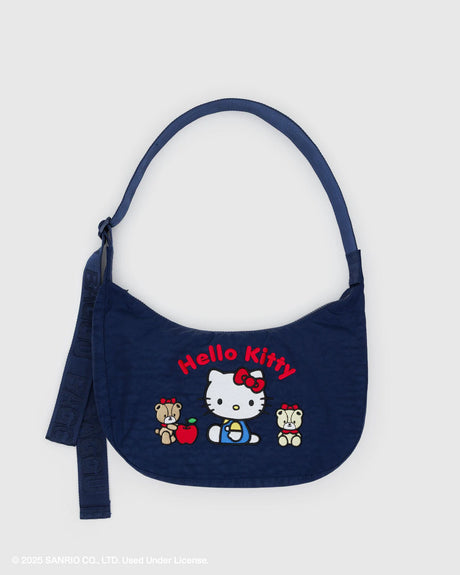 Medium Nylon Crescent Bag - Embroidered Hello Kitty & Teddy - Hello World Modern Mercantile