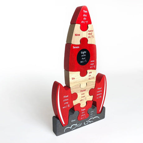 Multilingual Numbers Wooden Space Ship Puzzle