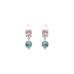 Swirled Bead Ball Hoop Earrings - Silver