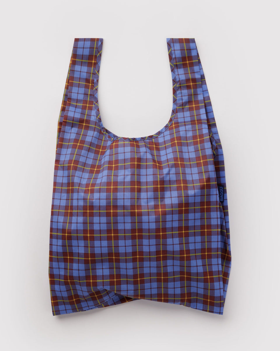 Standard Baggu Reusable Shopping Bag - Blue Tartan