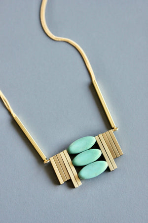 Art Deco Turquoise Stacked Statement Necklace