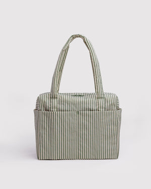 Small Cloud Carry-On Tote - Sage Stripe