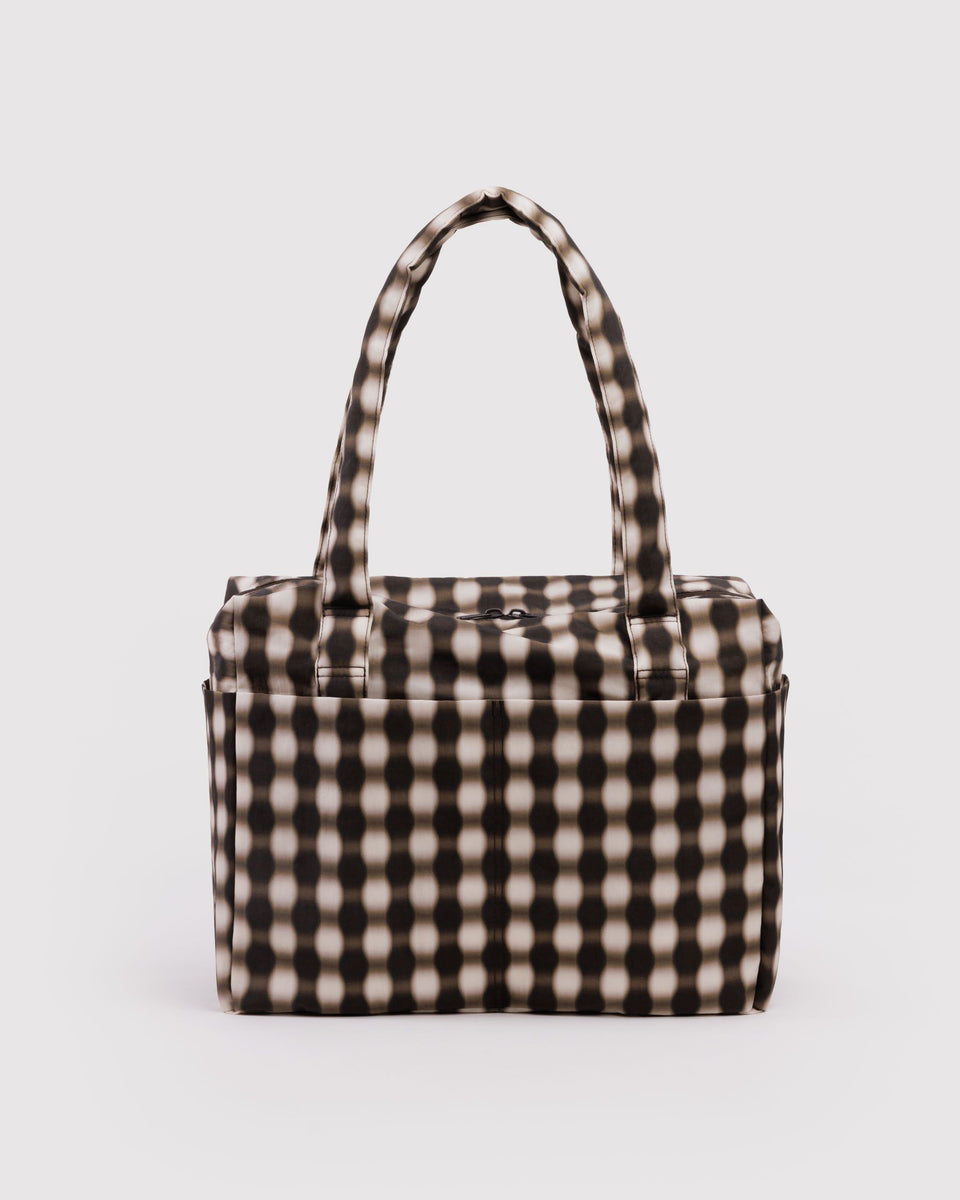 Small Cloud Carry-On Tote - Blurred Gingham Brown