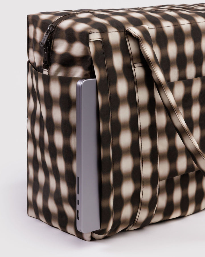 Small Cloud Carry-On Tote - Blurred Gingham Brown