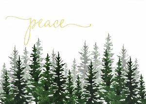 Winter Evergreens Peace Deluxe Box Holiday Cards