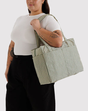 Small Cloud Carry-On Tote - Sage Stripe