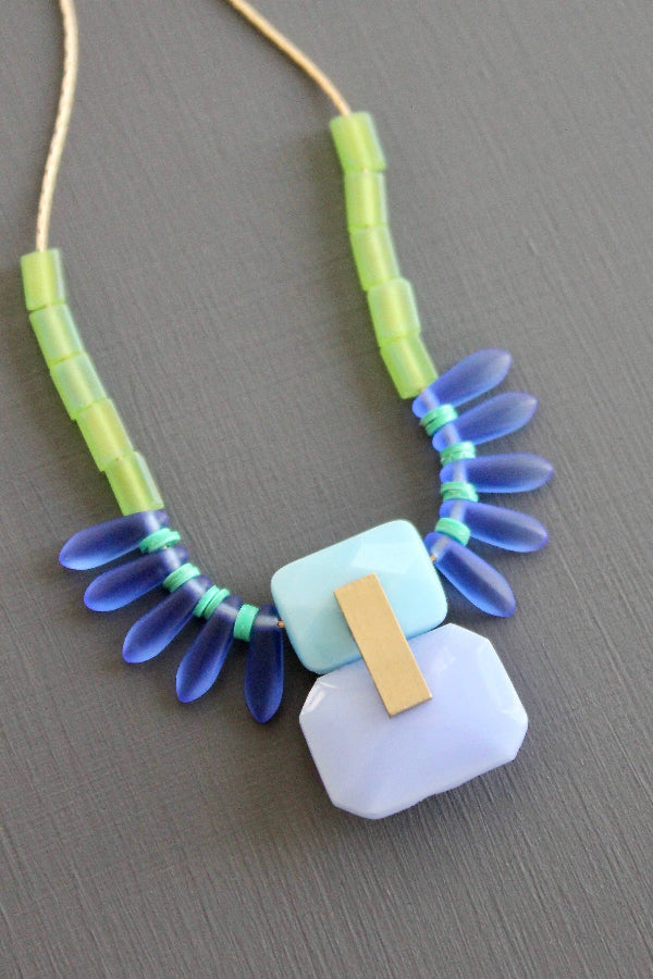 Vintage Glass Geometric Statement Necklace