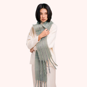 Brushed Plaid Angelica Scarf - Soft Green