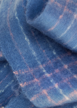 Brushed Plaid Angelica Scarf in Navy Close Up View