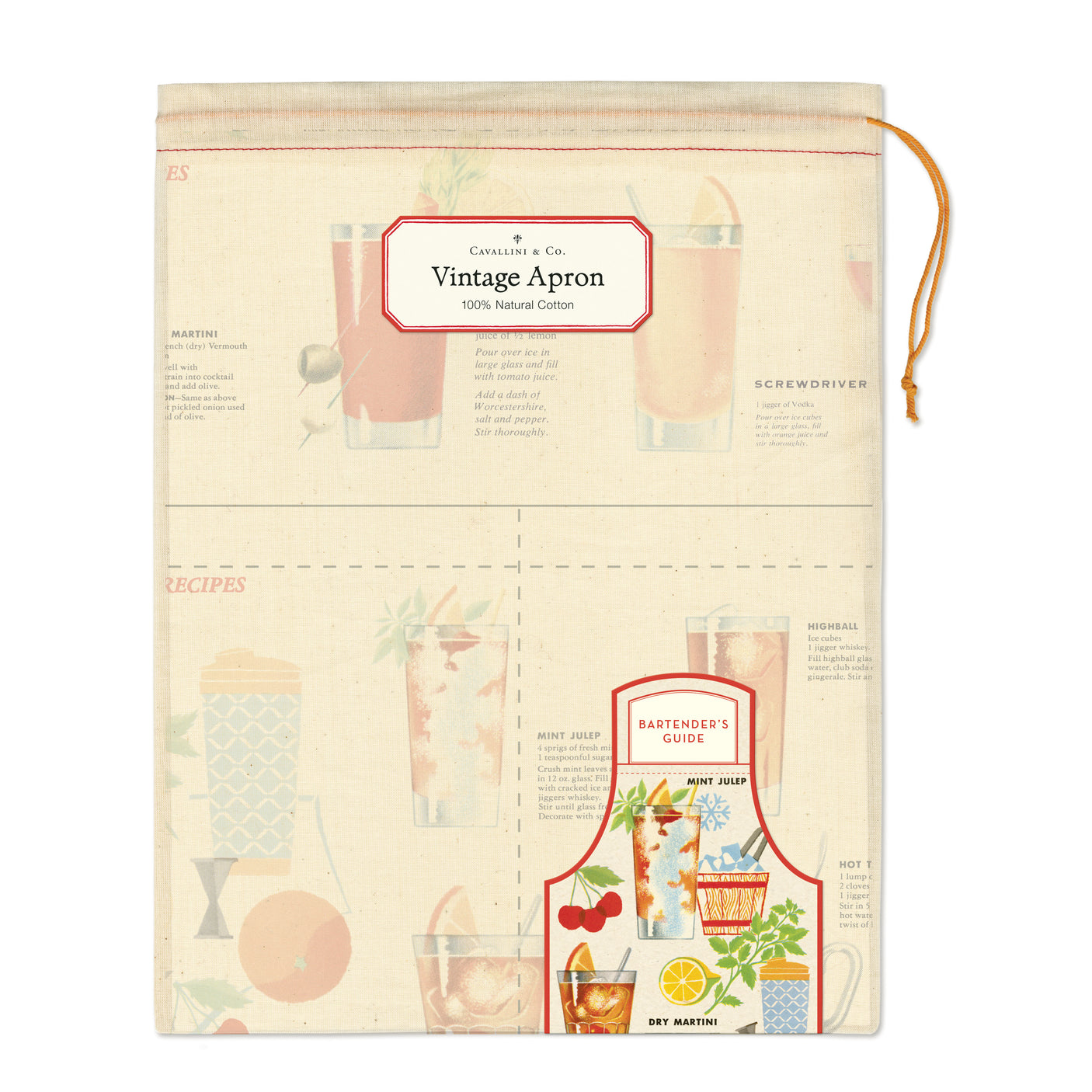 Vintage-Style Apron - Bartender's Guide
