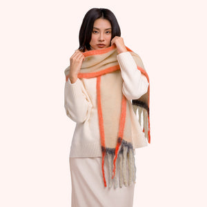 Oversized Brushed Aria Cozy Scarf - Peach Mix