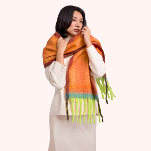 Oversized Brushed Aria Cozy Scarf - Tangerine Mix