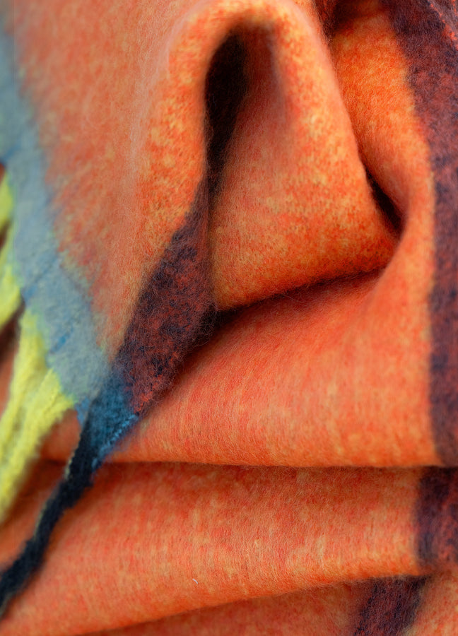 Oversized Brushed Aria Cozy Scarf - Tangerine Mix
