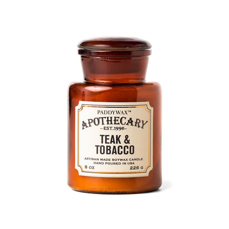 Apothecary Jar 8 oz Soy Candle - Teak + Tobacco