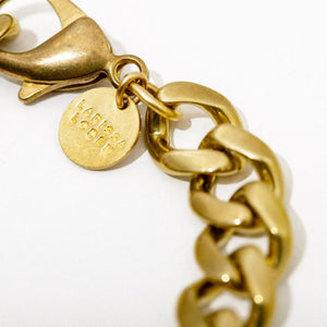 Virgie Raw Brass Chunky Curb Chain Bracelet Close Up Detail