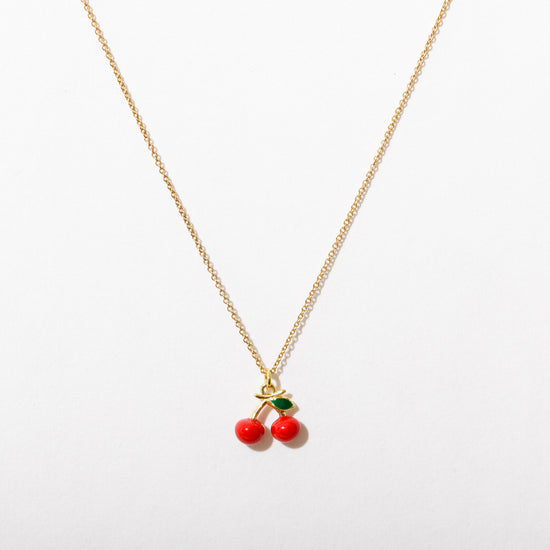 Foodie Enamel Charm Necklace Cherries