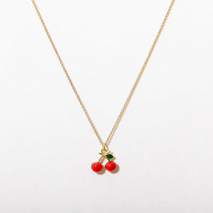 Foodie Enamel Charm Necklace Cherries