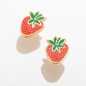 Strawberry Enamel Stud Earrings