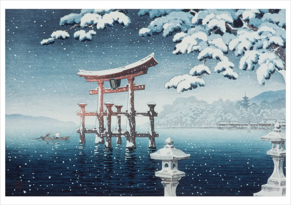 Haiku: Seasonal Japanese Art and Poetry Boxed Notecard Assortment Interior Style 4 - Tsuchiya Kōitsu (Japanese, 1870–1949), Miyajima in the Snow, 1937