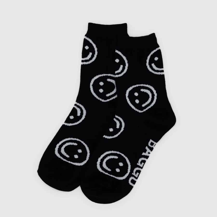 Baggu Crew Sock Black Happy