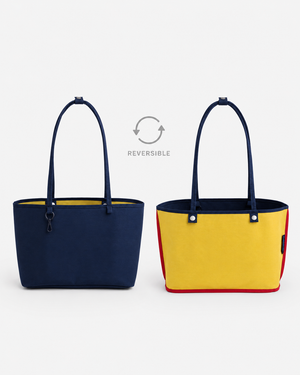 Medium Nylon Reversible Tote Bag - Navy Colorblock Mix