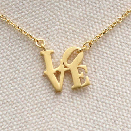 Brushed Gold Vermeil LOVE Necklace Small Pendant