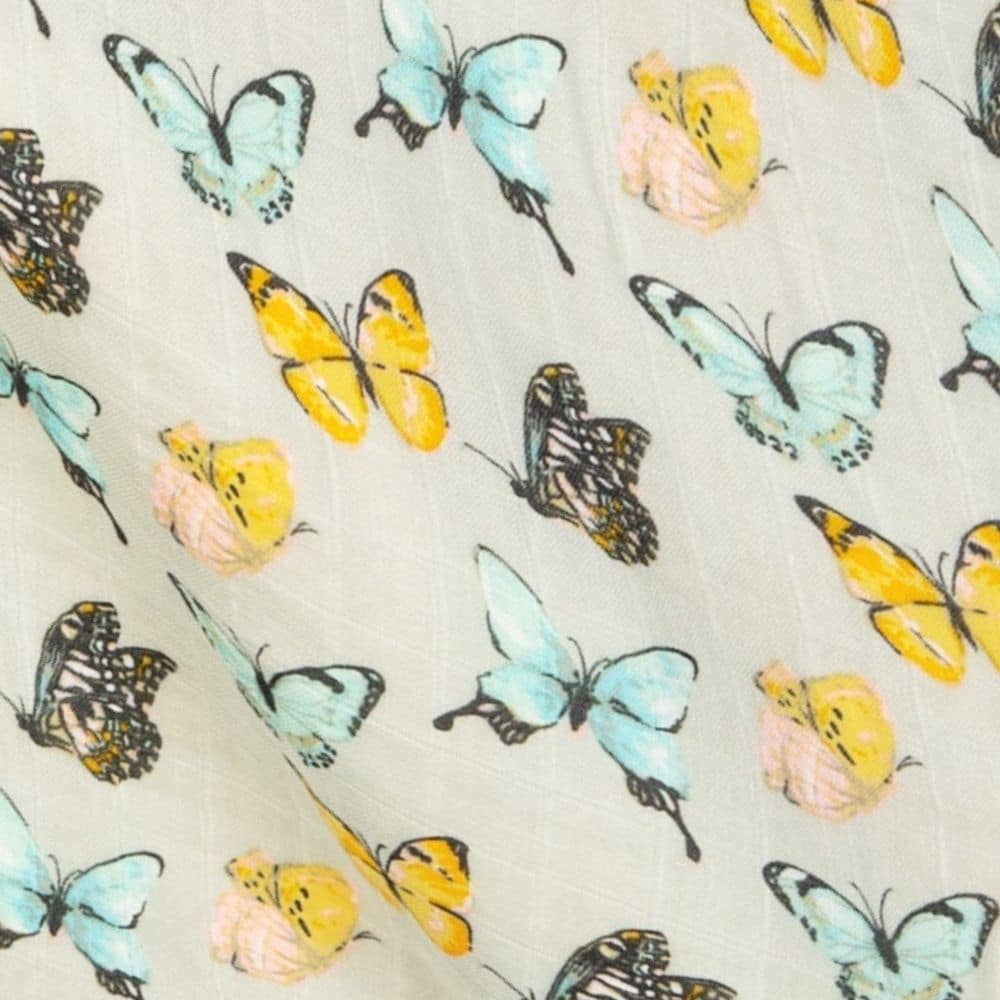 Bamboo Muslin Swaddle Blanket - Butterfly Close Up Detail Print