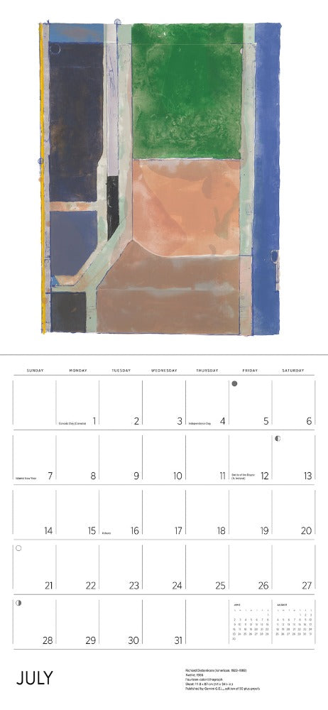 Richard Diebenkorn: Ocean Park 2024 Wall Calendar Interior